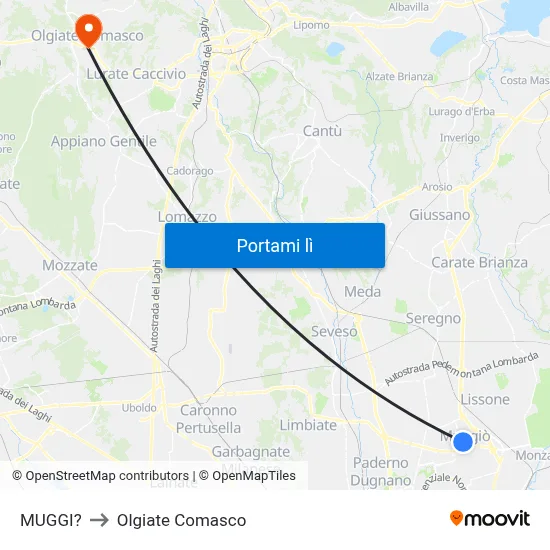 MUGGI? to Olgiate Comasco map