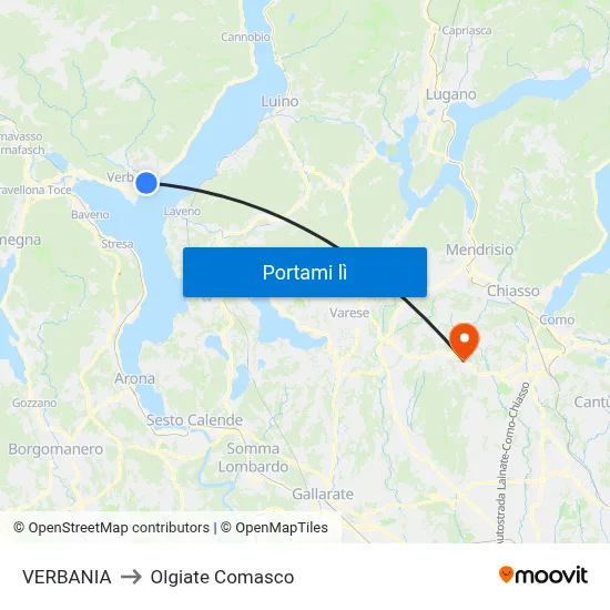 VERBANIA to Olgiate Comasco map