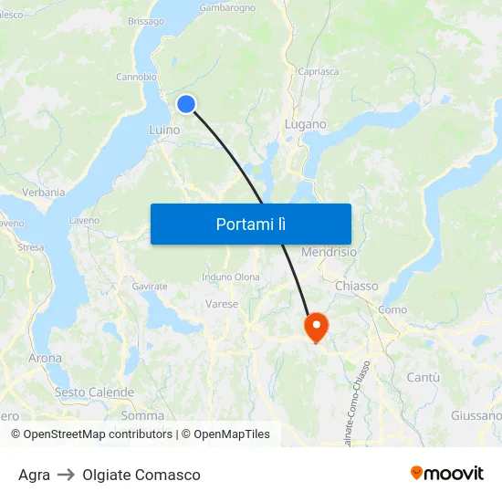 Agra to Olgiate Comasco map