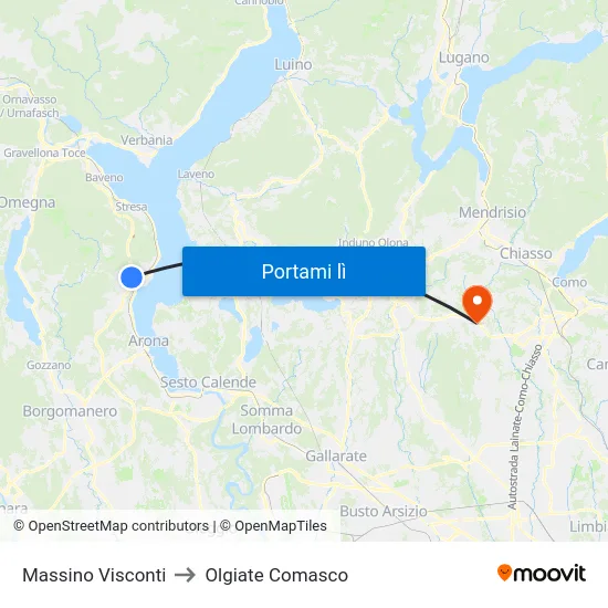 Massino Visconti to Olgiate Comasco map