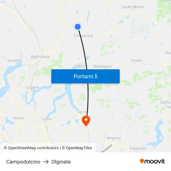 Campodolcino to Olginate map