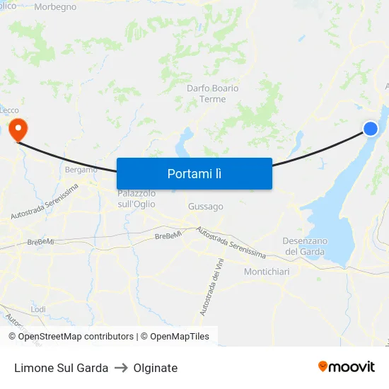 Limone Sul Garda to Olginate map