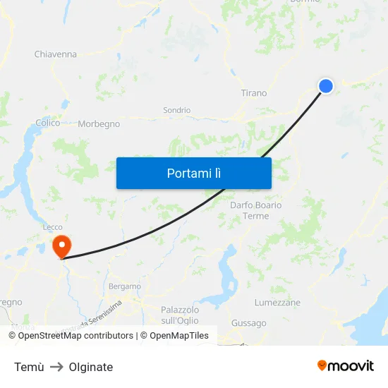 Temù to Olginate map