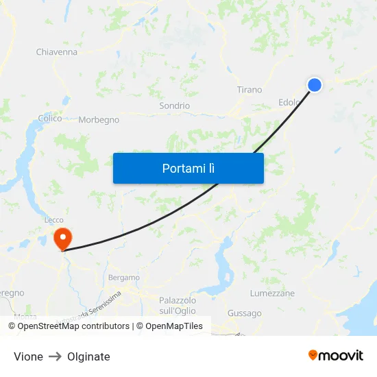Vione to Olginate map