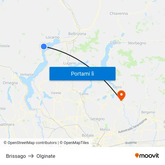 Brissago to Olginate map