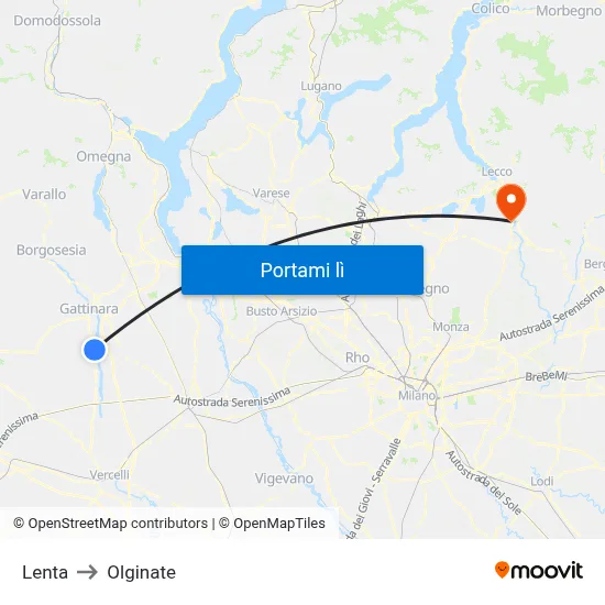 Lenta to Olginate map