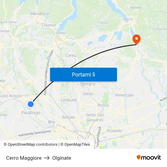 Cerro Maggiore to Olginate map
