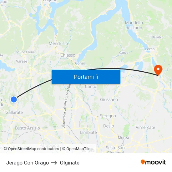 Jerago Con Orago to Olginate map