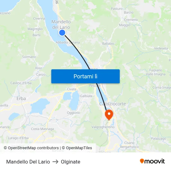 Mandello Del Lario to Olginate map