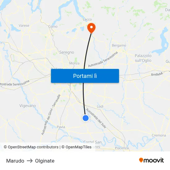 Marudo to Olginate map