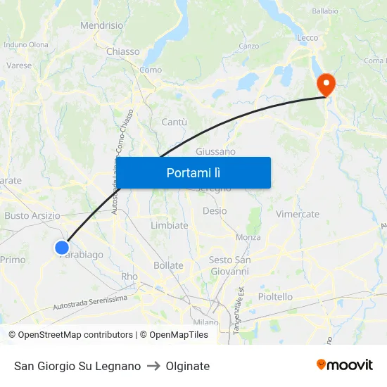 San Giorgio Su Legnano to Olginate map