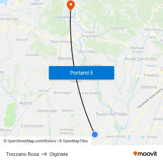 Trezzano Rosa to Olginate map