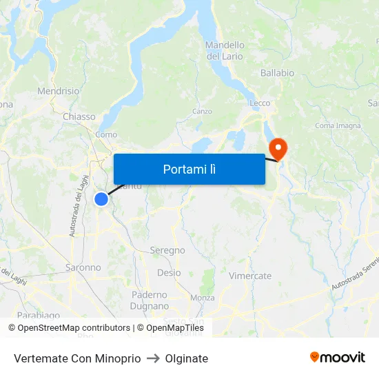 Vertemate Con Minoprio to Olginate map