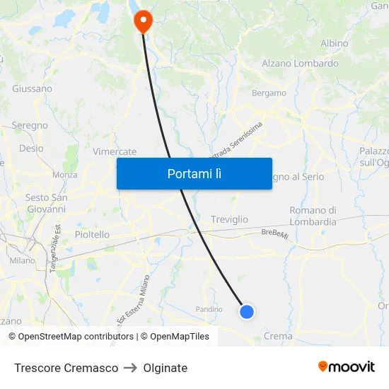 Trescore Cremasco to Olginate map