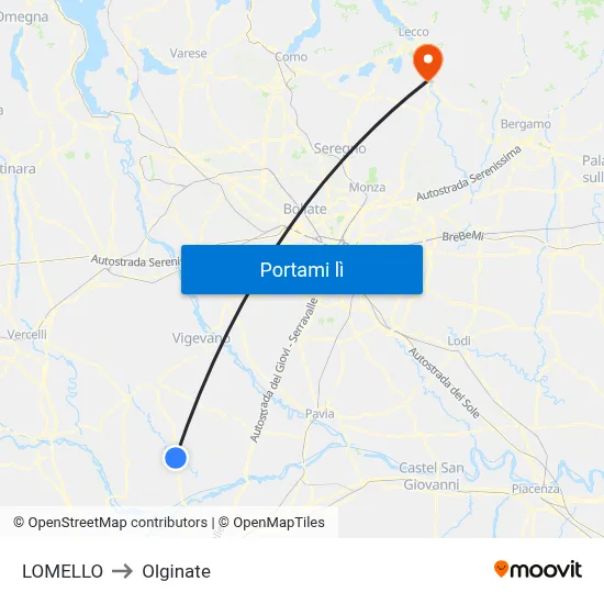 LOMELLO to Olginate map