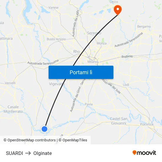 SUARDI to Olginate map