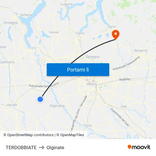 TERDOBBIATE to Olginate map