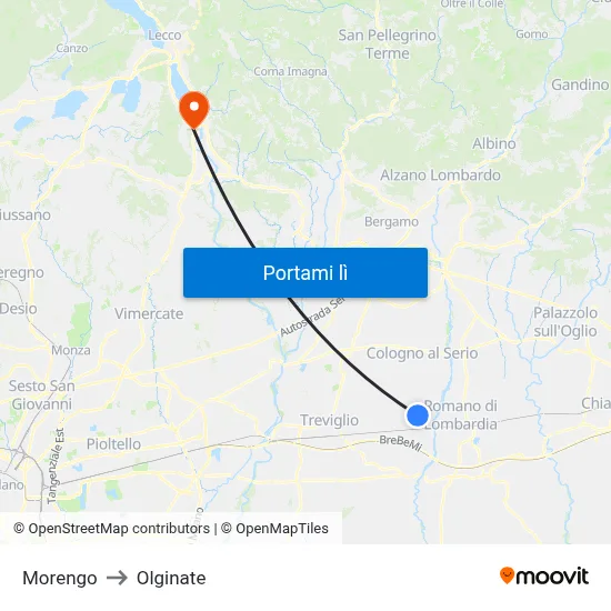 Morengo to Olginate map
