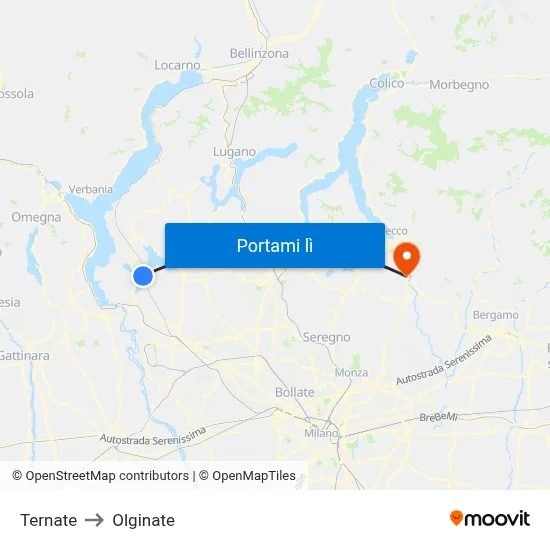Ternate to Olginate map
