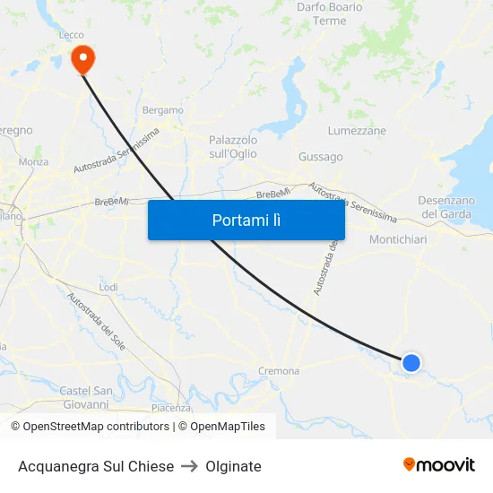 Acquanegra Sul Chiese to Olginate map