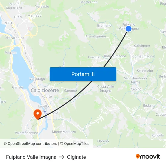 Fuipiano Valle Imagna to Olginate map