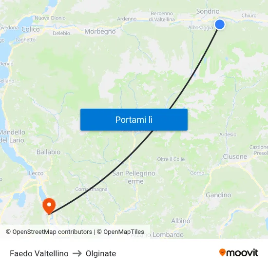 Faedo Valtellino to Olginate map