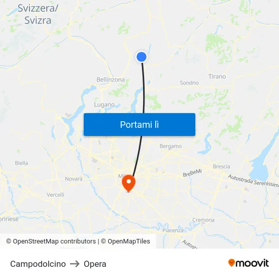 Campodolcino to Opera map