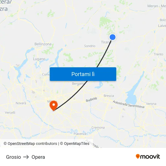 Grosio to Opera map