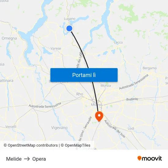 Melide to Opera map