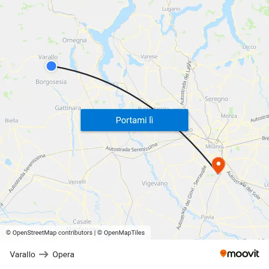Varallo to Opera map