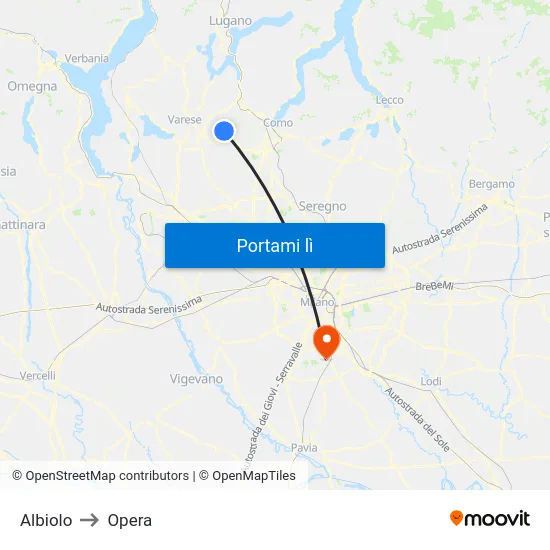 Albiolo to Opera map