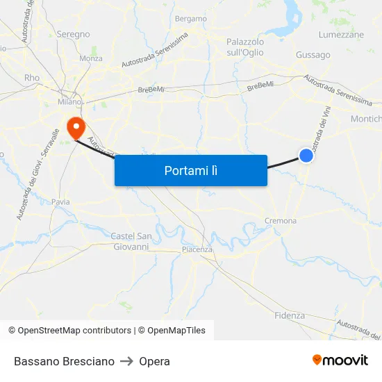 Bassano Bresciano to Opera map