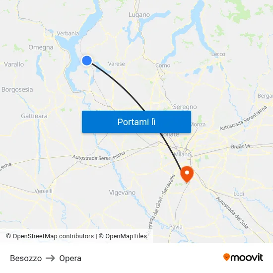 Besozzo to Opera map