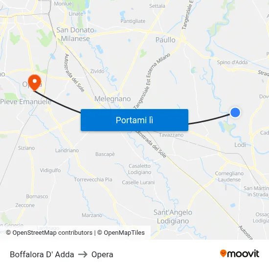 Boffalora D' Adda to Opera map