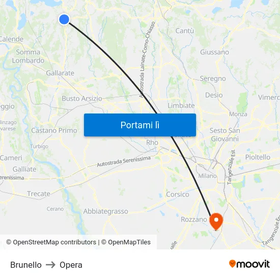 Brunello to Opera map