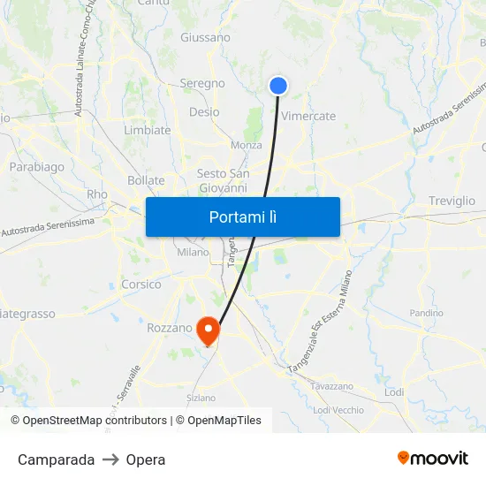 Camparada to Opera map