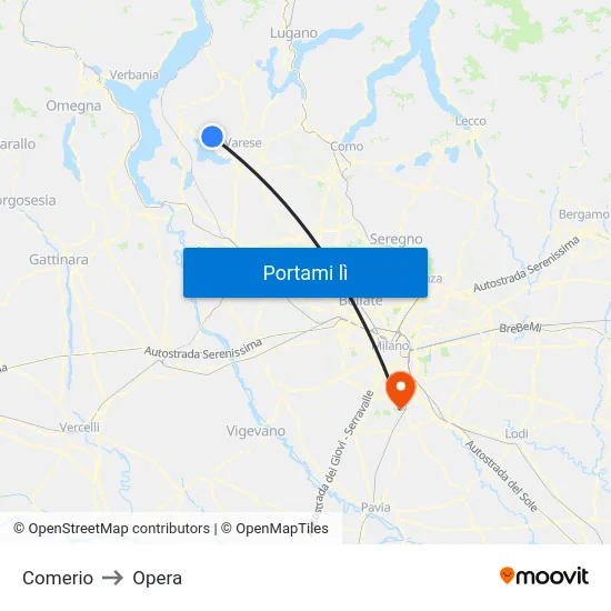 Comerio to Opera map