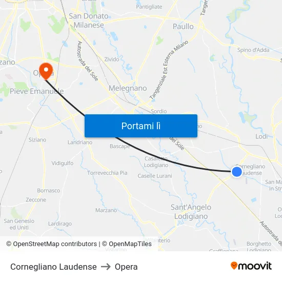Cornegliano Laudense to Opera map