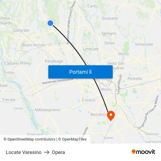Locate Varesino to Opera map