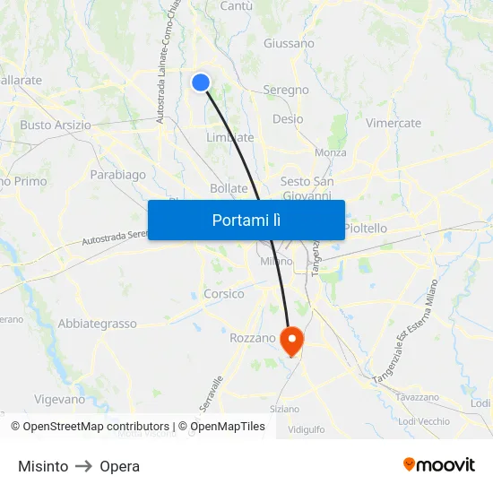 Misinto to Opera map