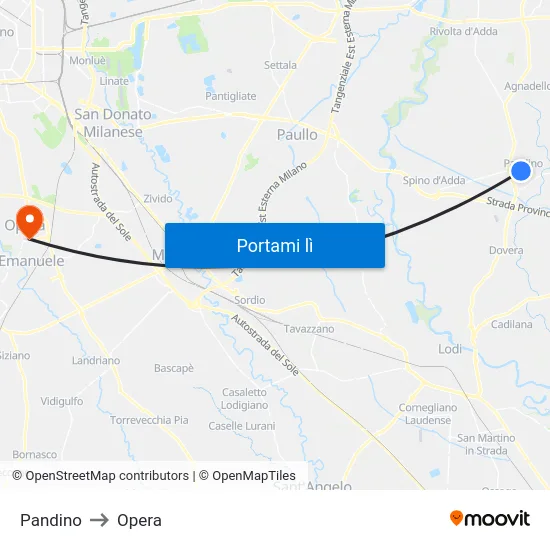 Pandino to Opera map