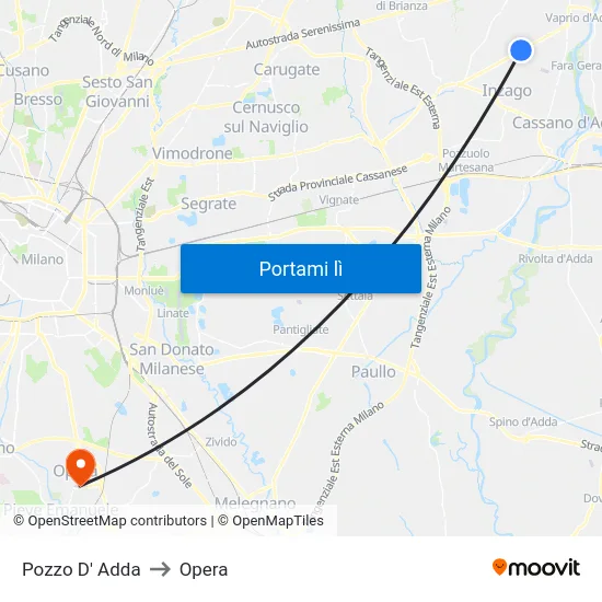 Pozzo D' Adda to Opera map