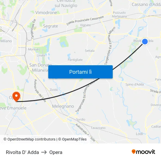 Rivolta D' Adda to Opera map