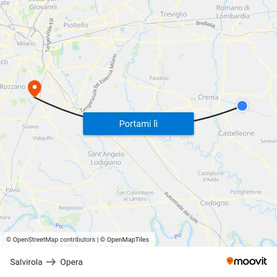 Salvirola to Opera map