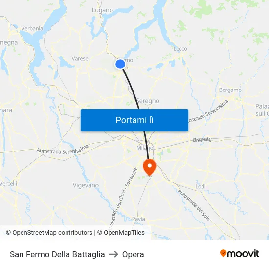 San Fermo Della Battaglia to Opera map