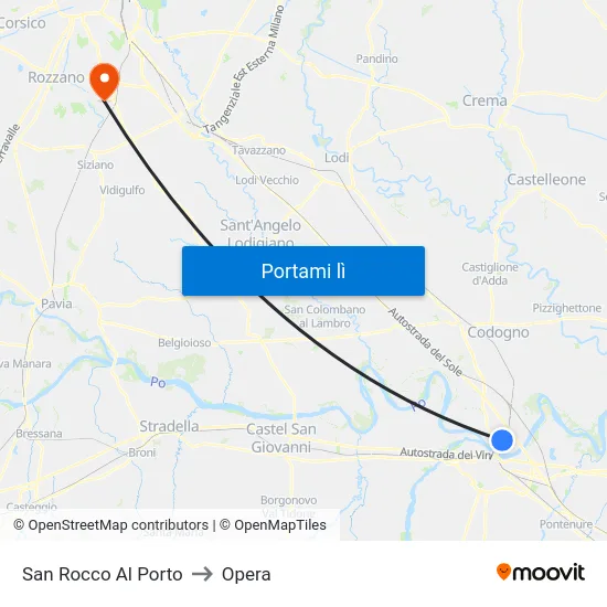 San Rocco Al Porto to Opera map