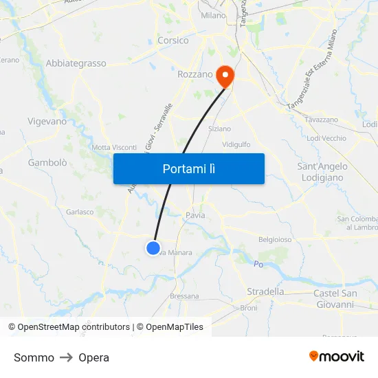Sommo to Opera map