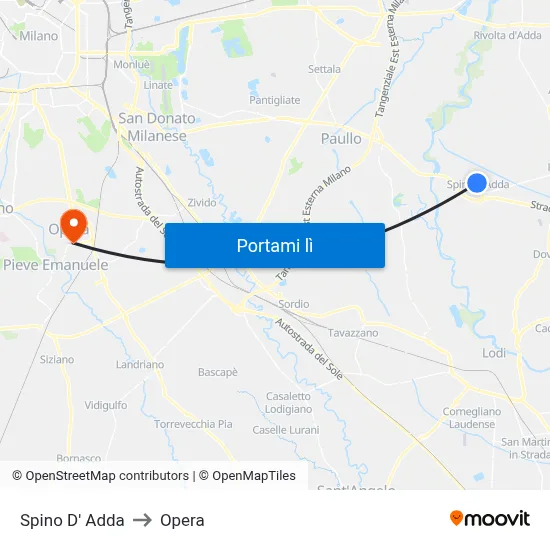 Spino D' Adda to Opera map