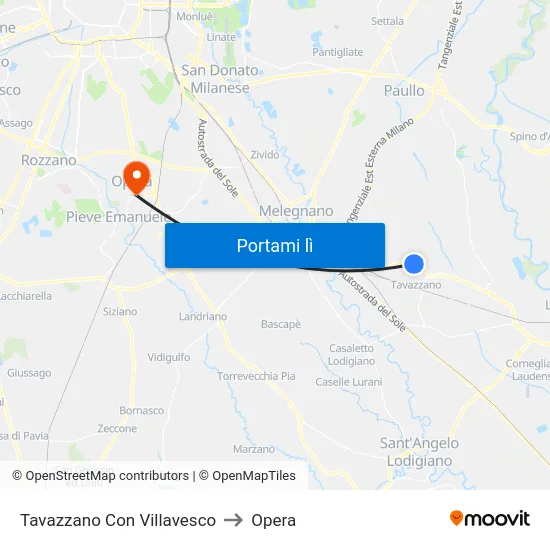 Tavazzano Con Villavesco to Opera map