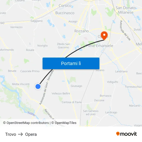 Trovo to Opera map